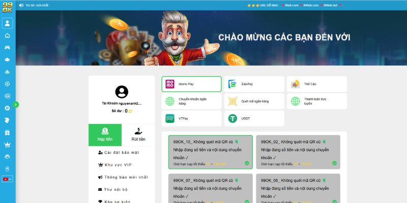99OK - Trang Chủ 99OK.COM Giải Trí An Toàn, Uy Tín 2026 31 Quy trình nạp tiền